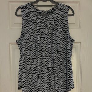 Adrianna Papell Black and White Dot Print Sleeveless Tank